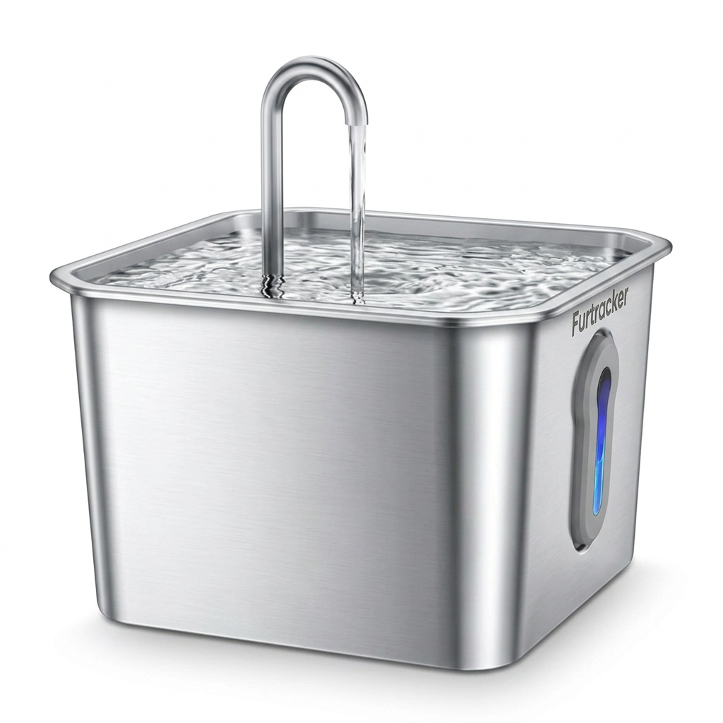FurTracker™ Stainless Steel Cat Water Fountain — 4L Ultra-Quiet Automatic