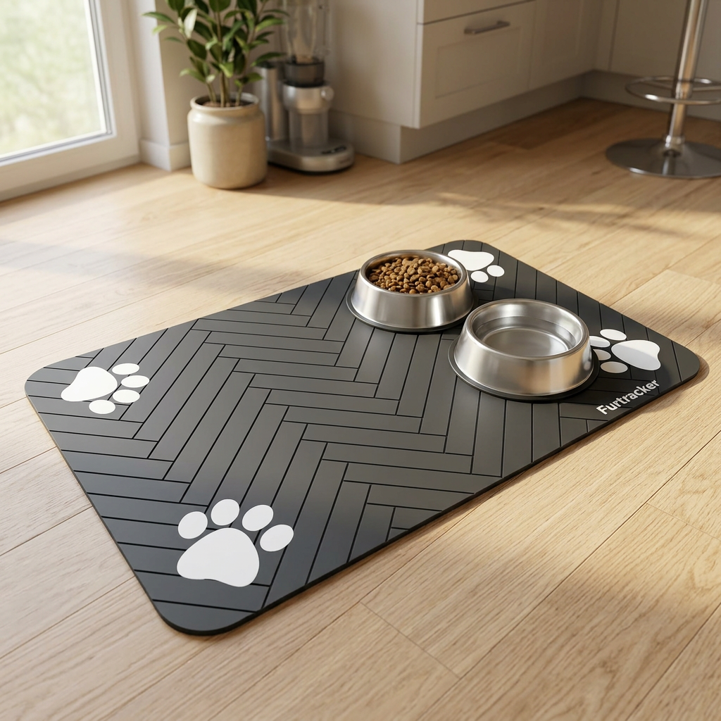 FurTracker™ Pet Feeding Mat — Non-Slip Waterproof Food Mat for Dogs & Cats