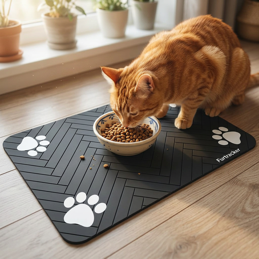 FurTracker™ Pet Feeding Mat — Non-Slip Waterproof Food Mat for Dogs & Cats