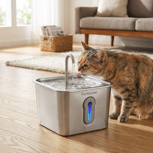 FurTracker™ Stainless Steel Cat Water Fountain — 4L Ultra-Quiet Automatic
