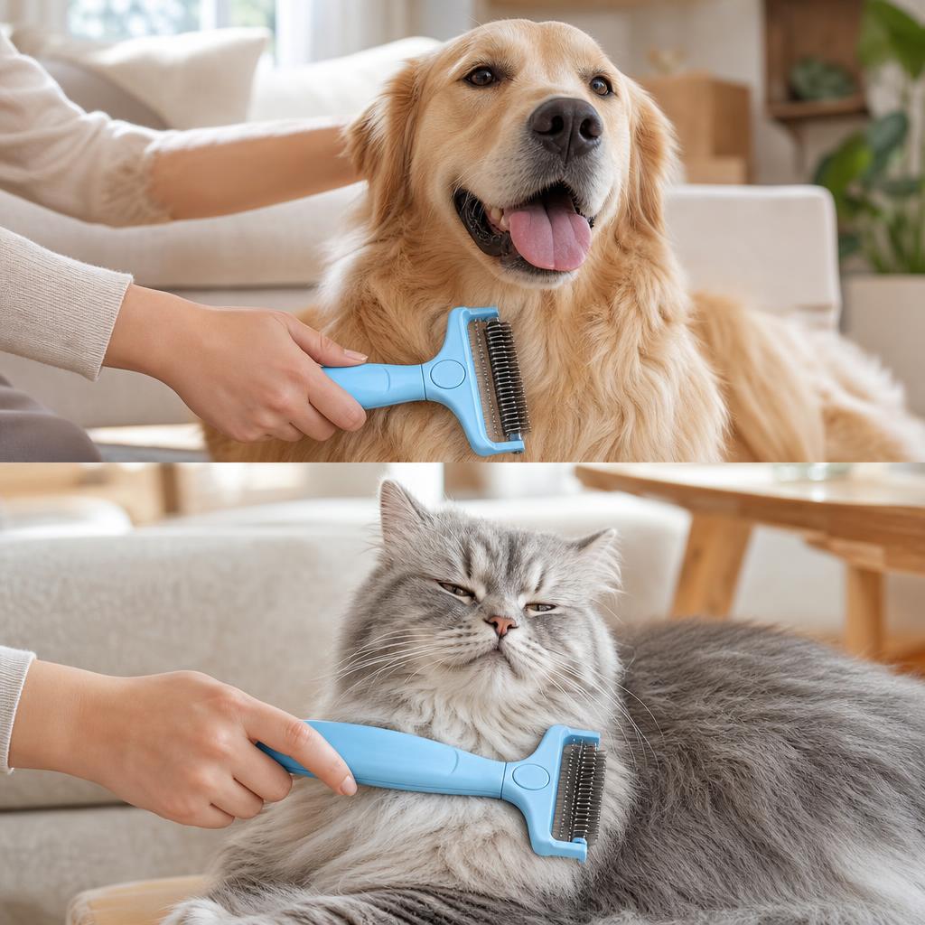 FurTracker™ Professional Pet Hair Removal Comb — Deshedding Brush for Dogs & Cats | Stainless Steel
