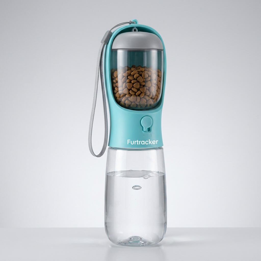 FurTracker™ Dog Cat Water Bottle — Portable Outdoor Water Dispenser with Food Storage