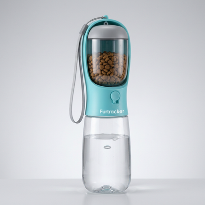 FurTracker™ Dog Cat Water Bottle — Portable Outdoor Water Dispenser with Food Storage