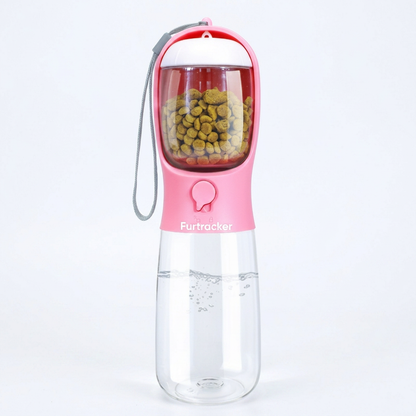 FurTracker™ Dog Cat Water Bottle — Portable Outdoor Water Dispenser with Food Storage
