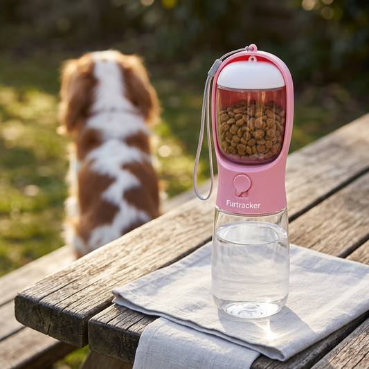 FurTracker™ Dog Cat Water Bottle — Portable Outdoor Water Dispenser with Food Storage